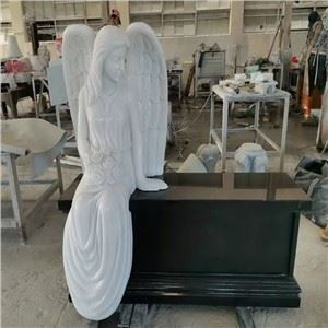 White Jade Marble Angel Memorial