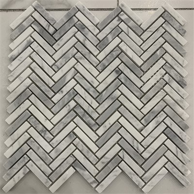Carrara hvide zigzag mosaikfliser
